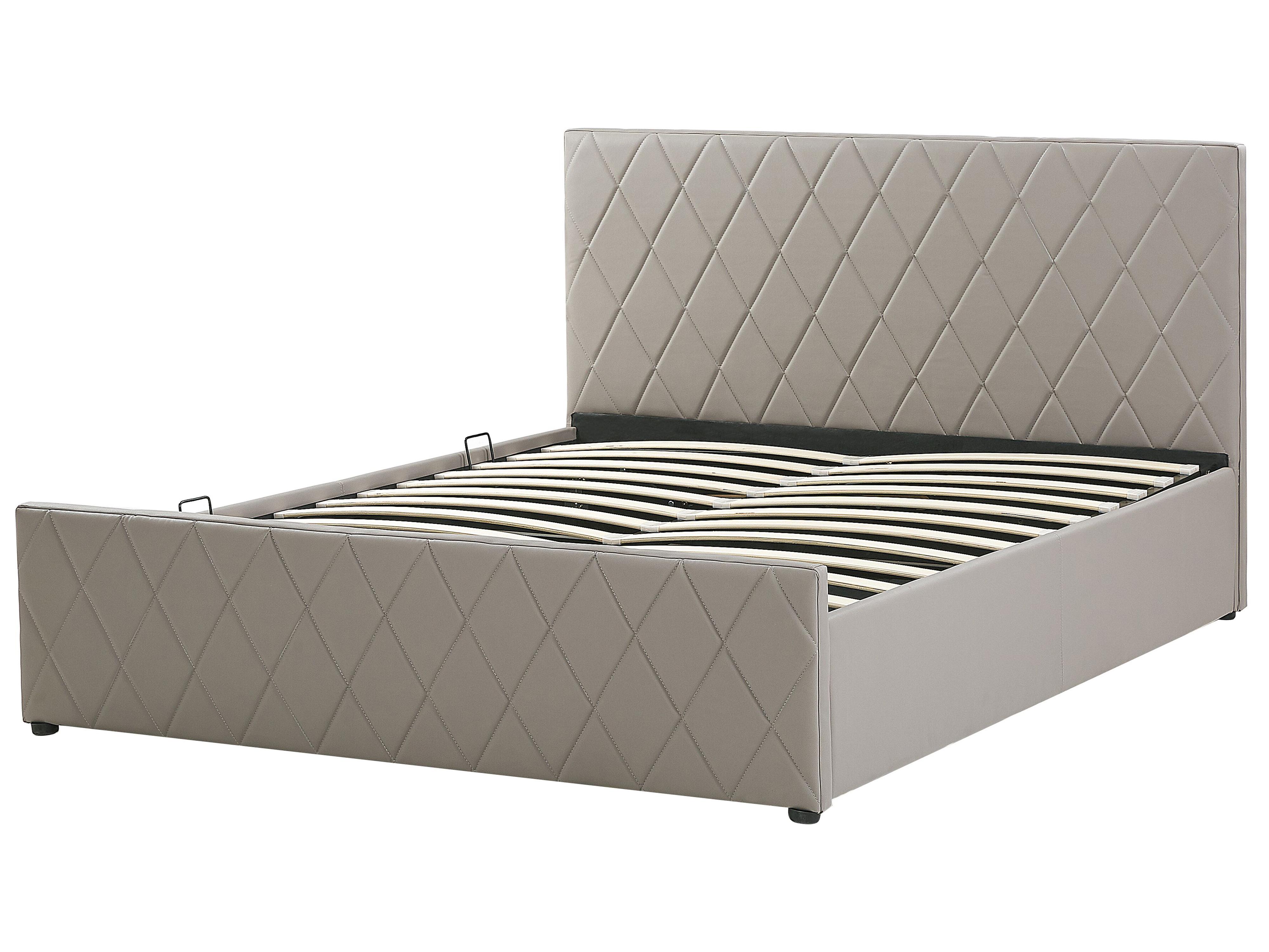 Bed met opbergruimte Kunstleer ROCHEFORT 180 x 200 cm Taupe