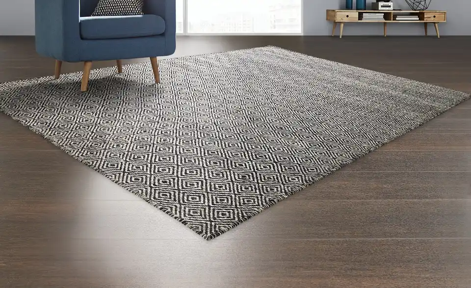 Naturteppich 120x170 cm rechteckig Beige, Schwarz