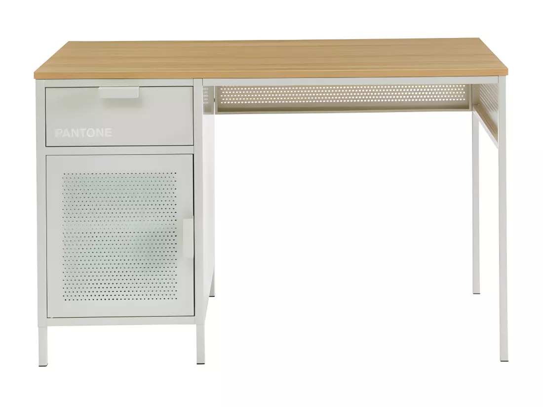 Nino - Bureau 1 porte 1 tiroir en métal PANTONE L120cm - Beige
