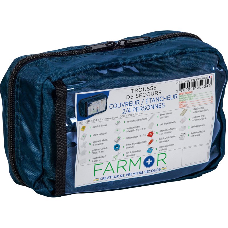 Trousse de secours Couvreur & Étancheur  2/4 personnes en tissu bleu