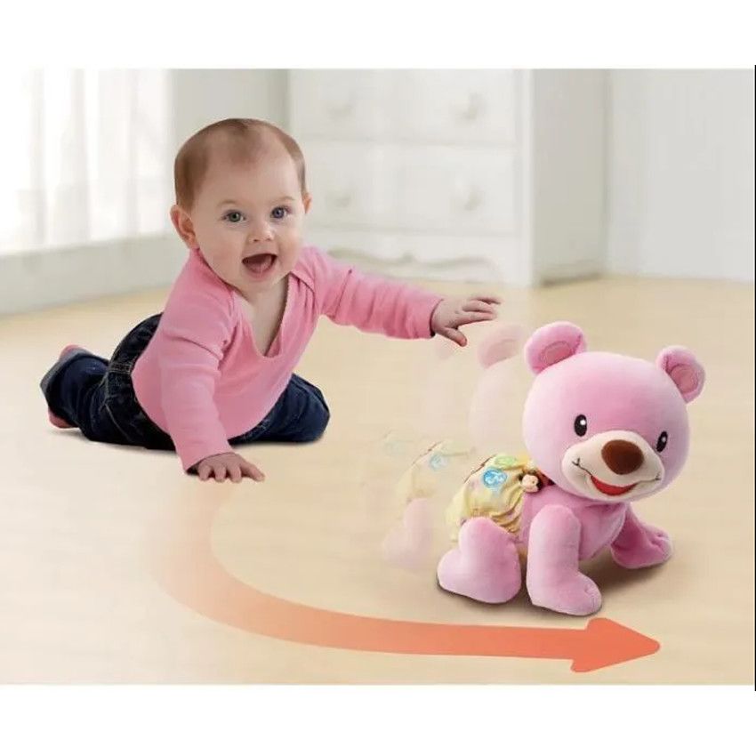 Peluche interactive ourson 1,2,3 suis-moi - Rose - Ecru