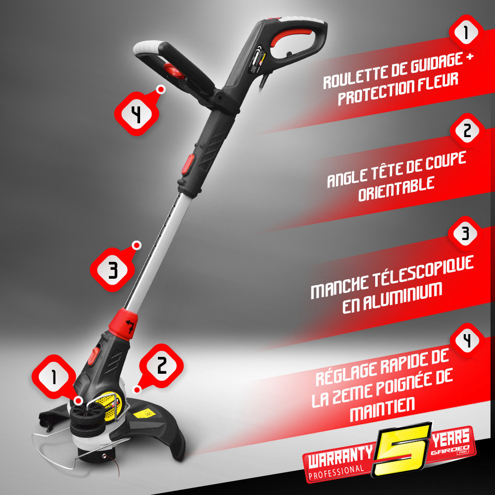 Coupe bordures électrique télescopique 600w - 30cm