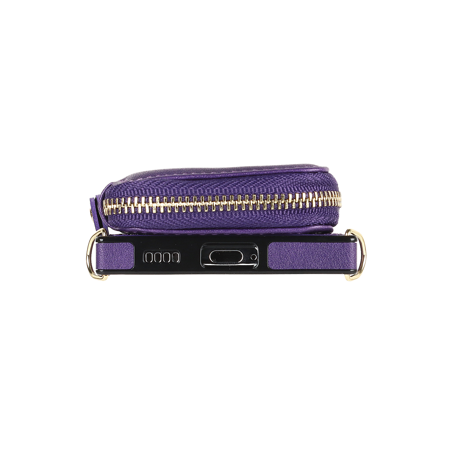 Samsung Galaxy S23 5G Necklace Leder Schutz Hülle mit Kartenfächer   Handykette (140cm) - Violett