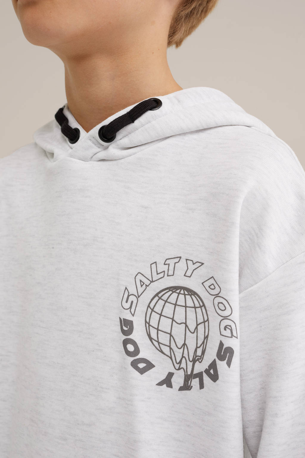 WE Fashion hoodie met backprint lichtgrijs melange