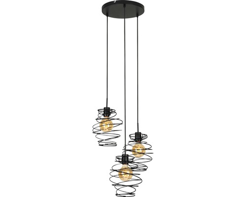 Hanglamp, 3-lichts, HxØ 130x42,5 cm, zwart