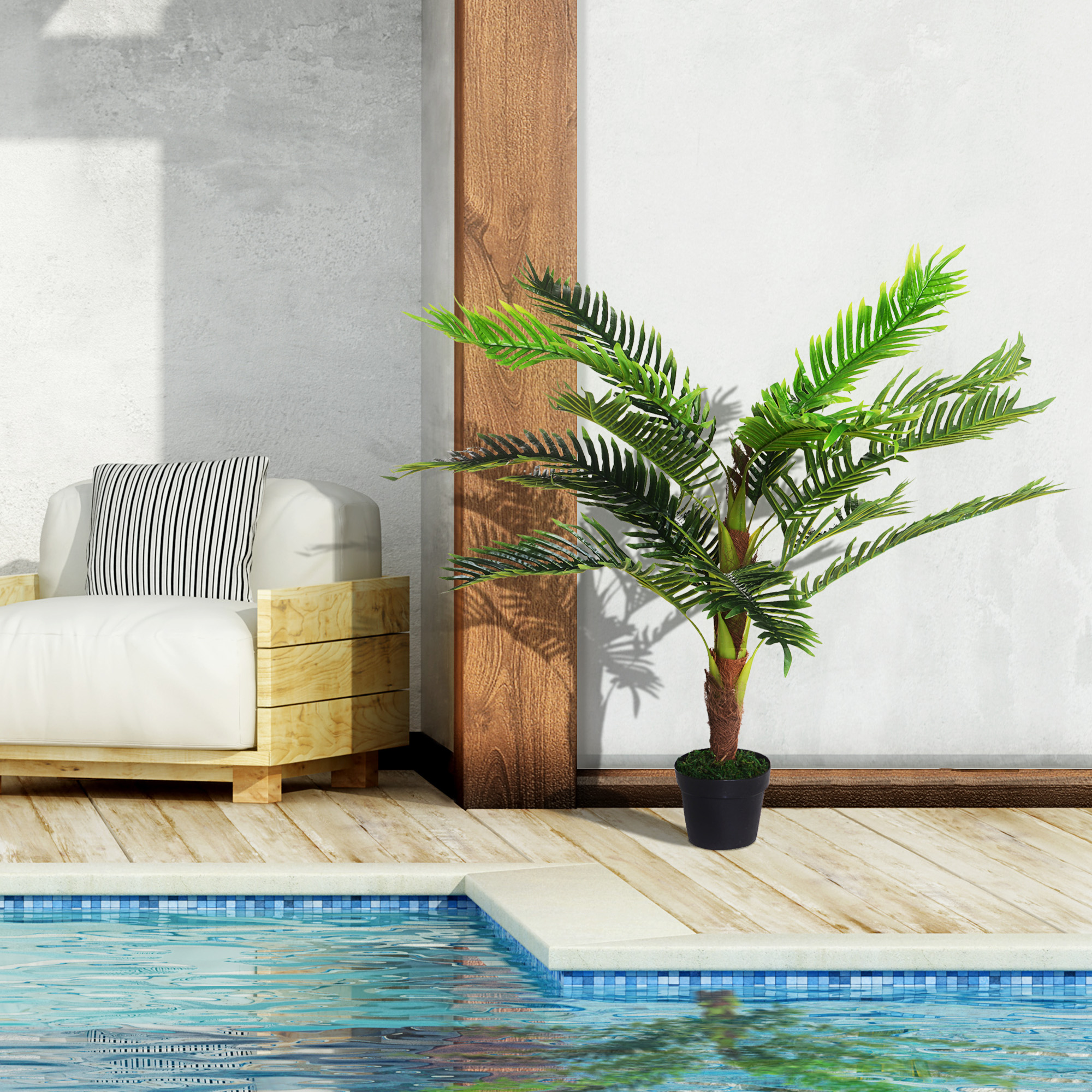 Planta artificial em vaso Outsunny, 123 cm de altura, árvore artificial para decoração de casa, escritório e exterior, verde.