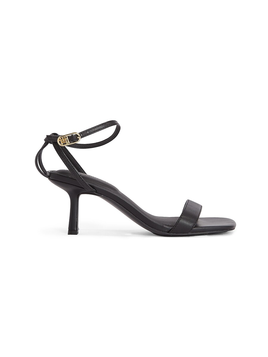 TOMMY HILFIGER<br>Sandálias de couro com salto baixo