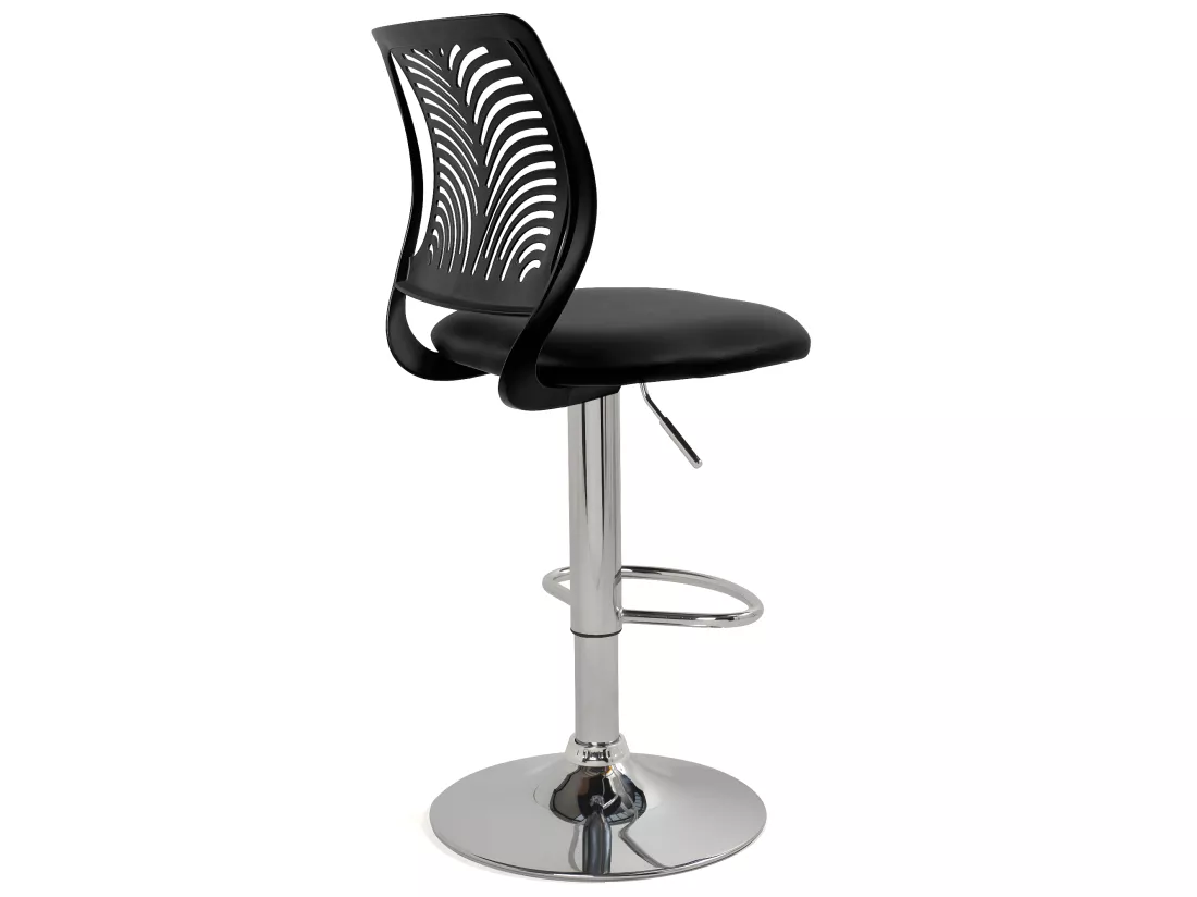 Lot 2 Chaises de Bar Coussin Simili, Pivotant Hauteur Réglable SAWA (Noir)