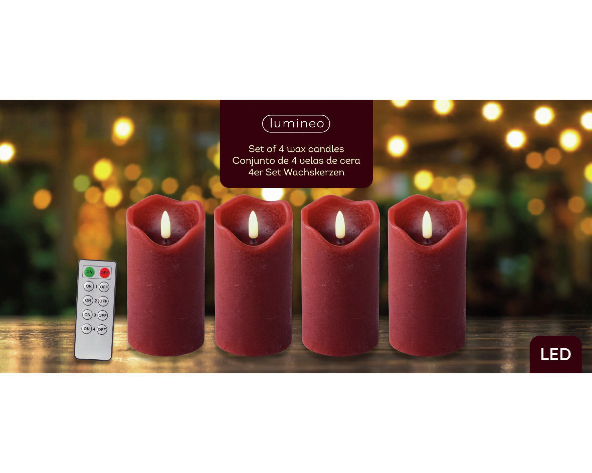 Lumineo 4x LED-Wachskerzen
