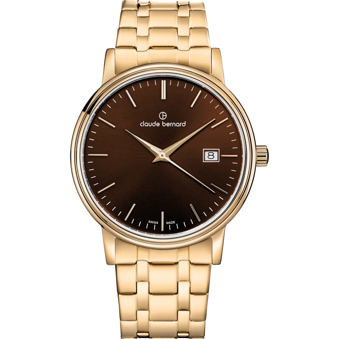 Claude Bernard Classic 42 Goldig / Braun