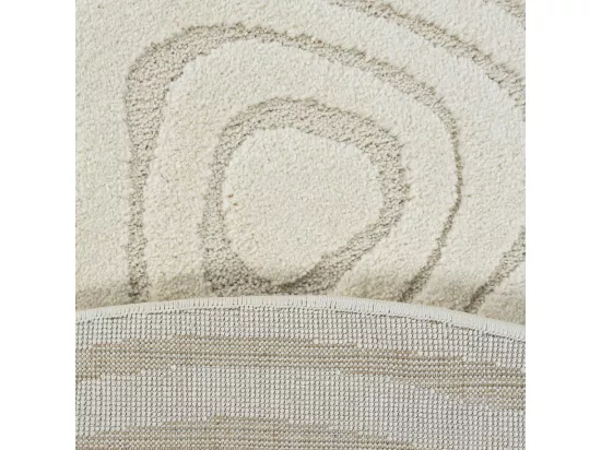 Tapis rond SPIRATRI ∅ 160 cm Crème Tapis facile d'entretien idéal pour la chambre
