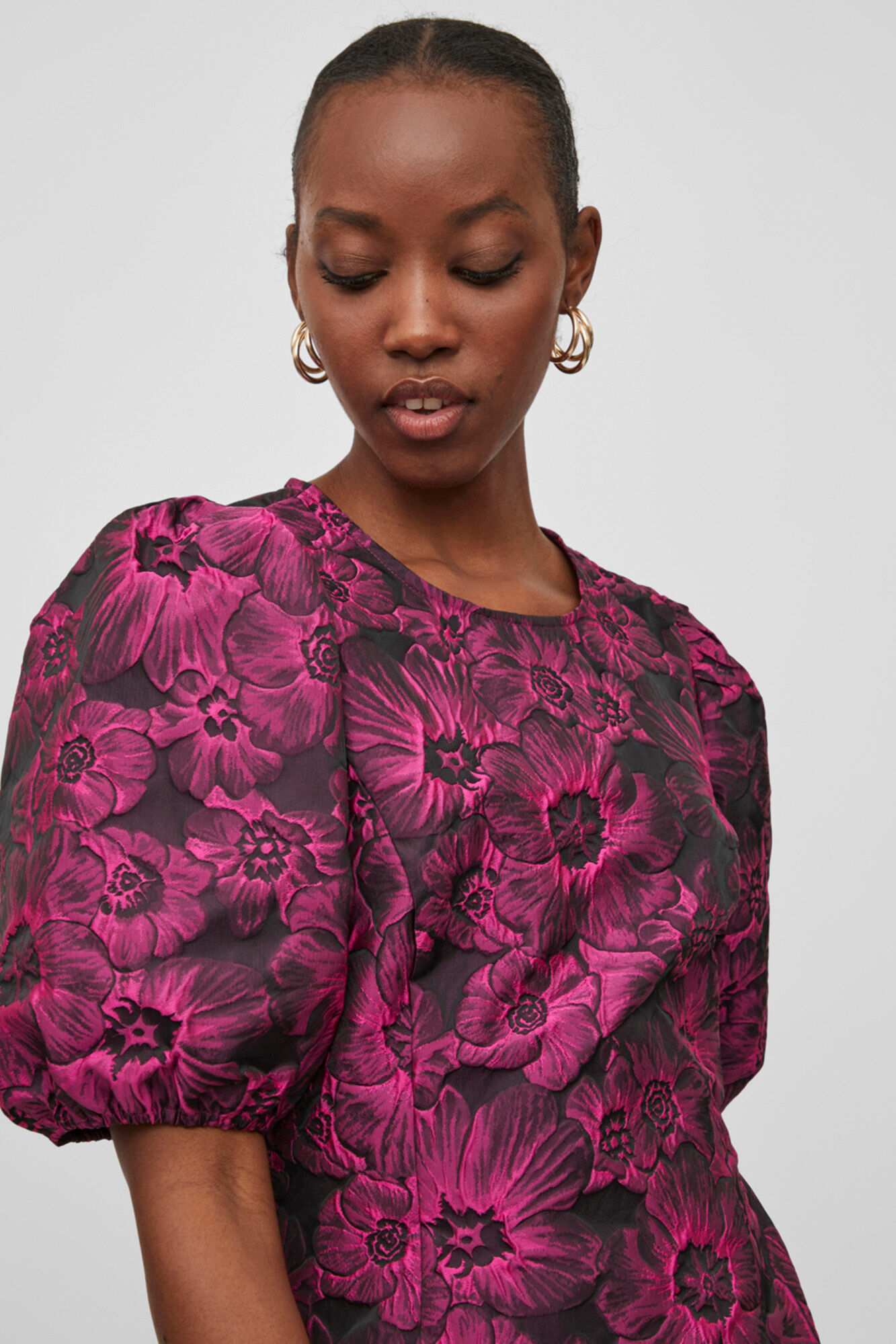 Mini vestido jacquard - Rosa
