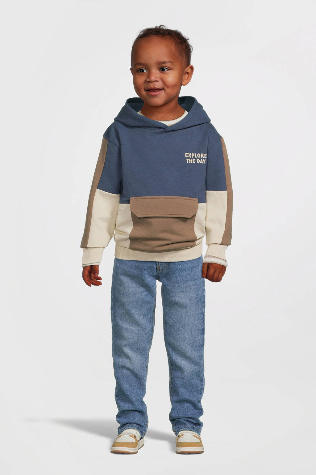 NAME IT sweater NMMOALLER blauw/ecru/bruin