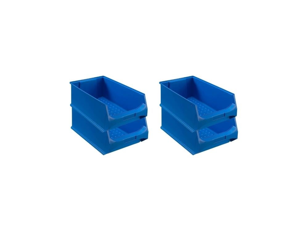 PROREGAL Super Saver Set 4x Blauwe Opbergdoos 5,0 HxBxD 20 x 30 x 50 cm 21,8 Liter Opbergcontainer