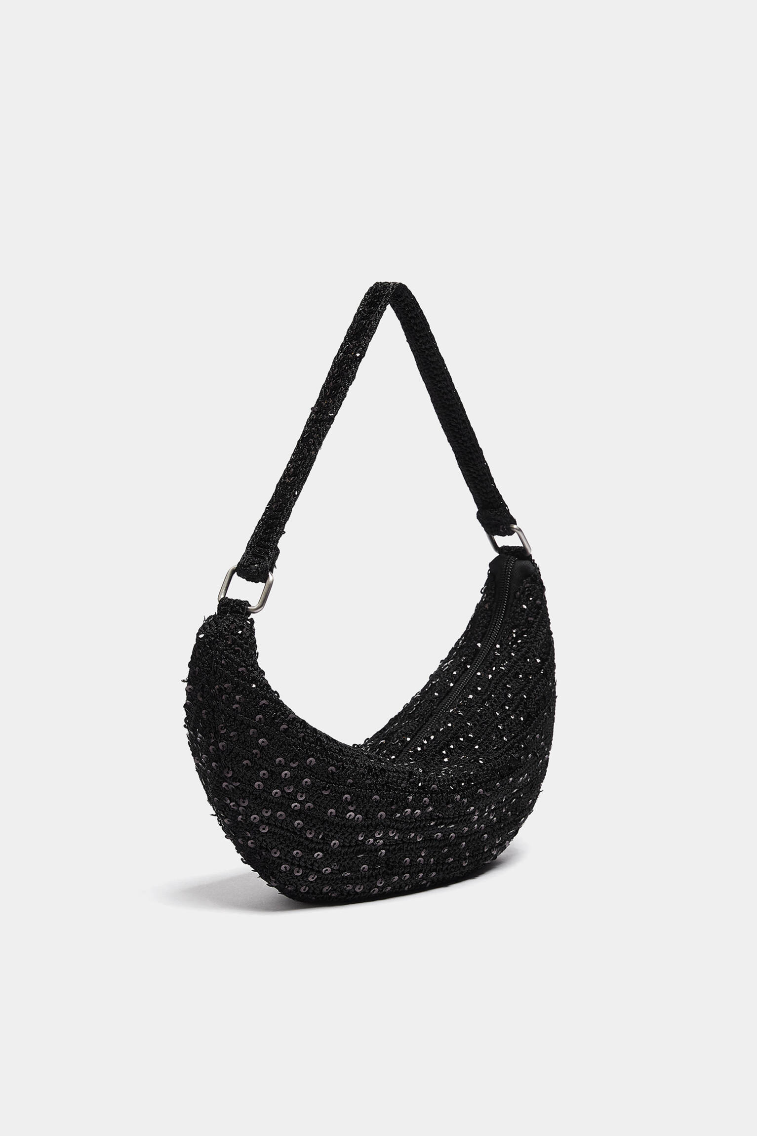 BOLSA DE OMBRO COM PAETÊS - PRETA
