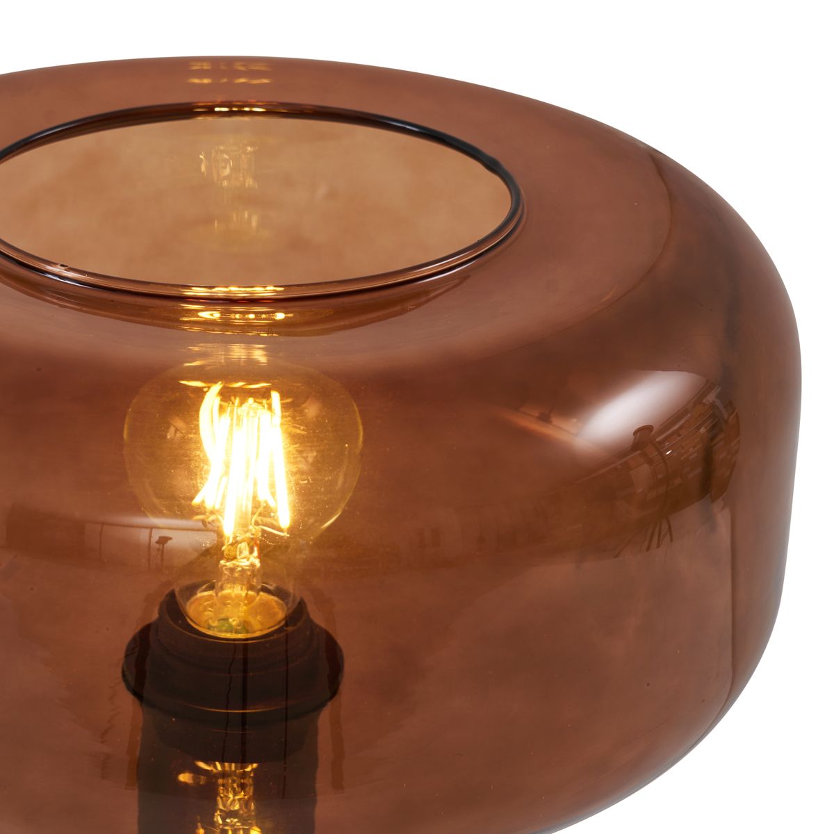 Retro tafellamp zwart met brons glas - Bizle