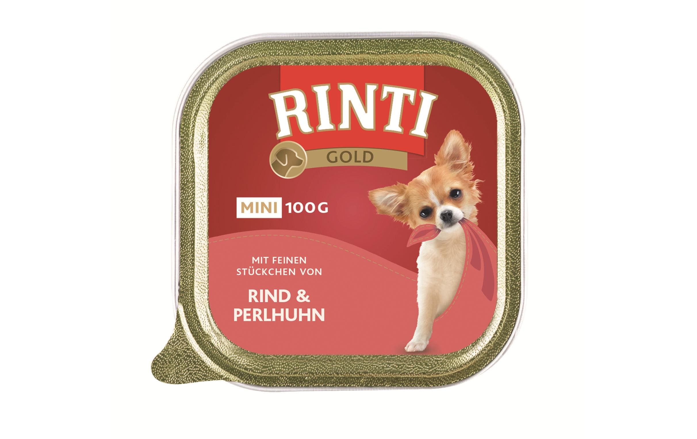 Nassfutter Gold Mini Rind & Perlhuhn, 16 x 100 gAlleinfutter für ausgewachsene Hunde