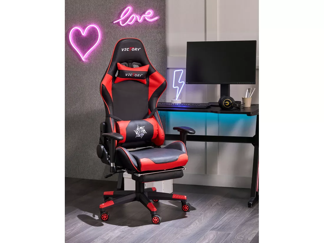 Siège de gaming VICTORY Cuir PU Rouge