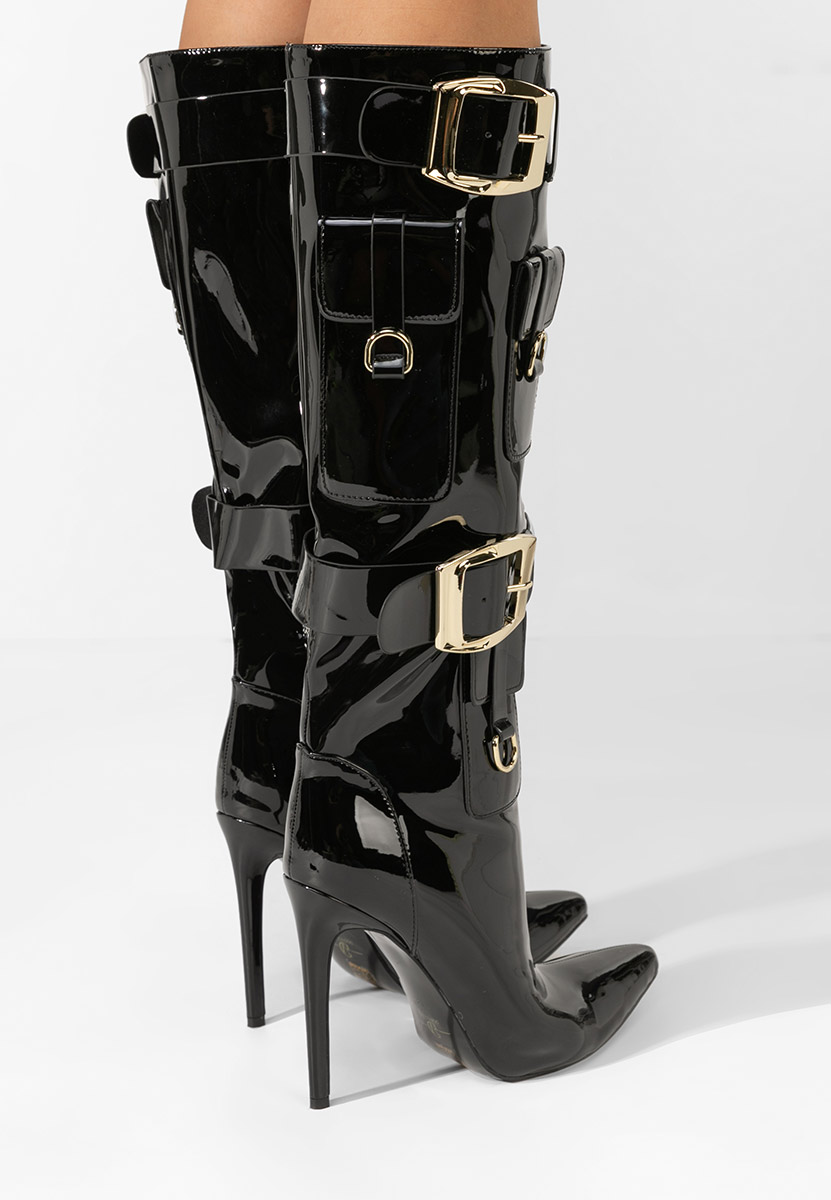 Bottes hautes à talon fin noires Tamisha