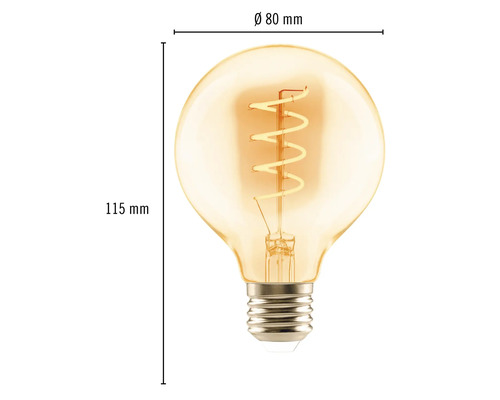 FLAIR LED Globe Lamp G80 amber spiraal E27/4W (28W) 300 lm 2200 K warm wit