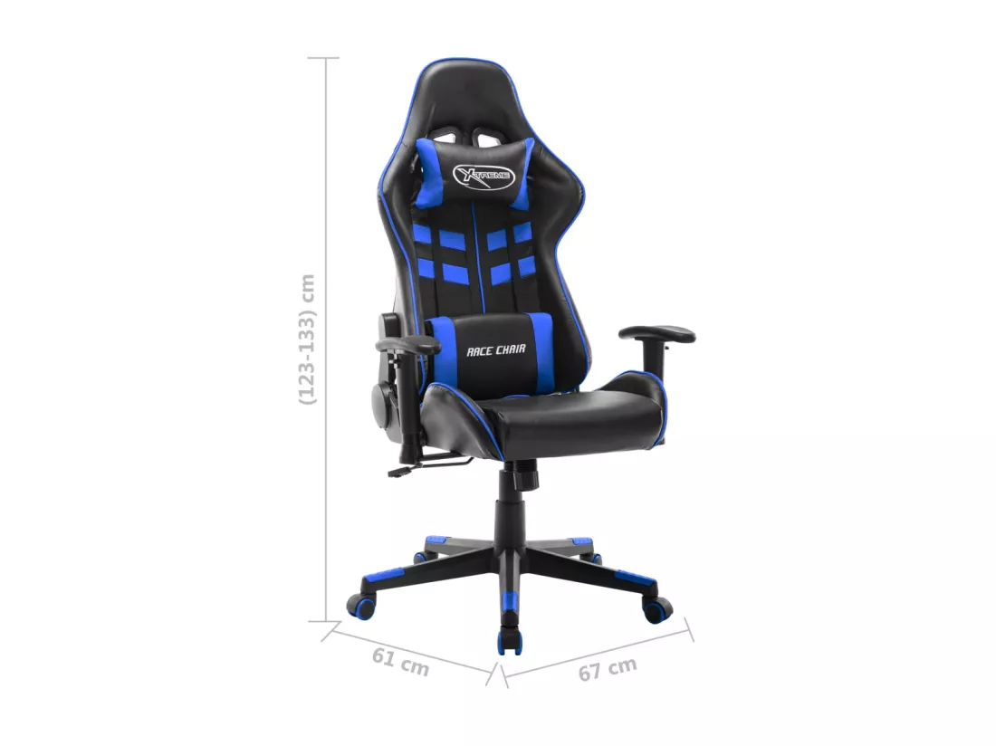 Chaise de jeu Noir et bleu Cuir artificiel