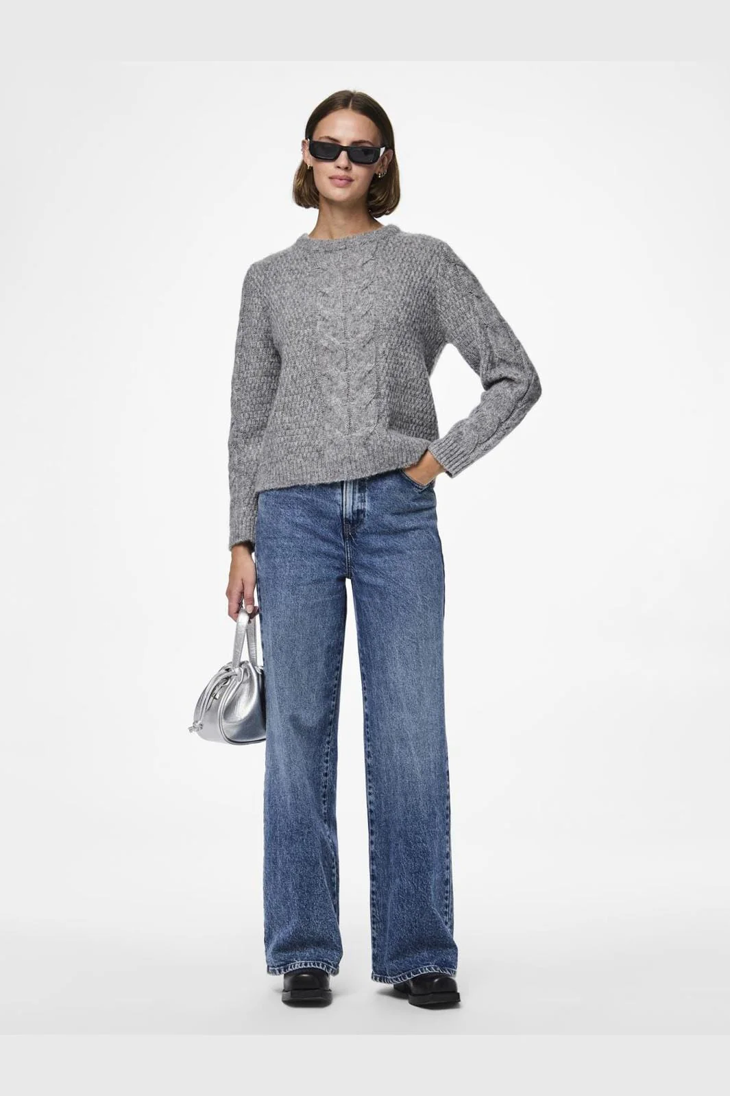 Pieces Pcnina Ls O-Neck Knit 4533587 medium grey melange
