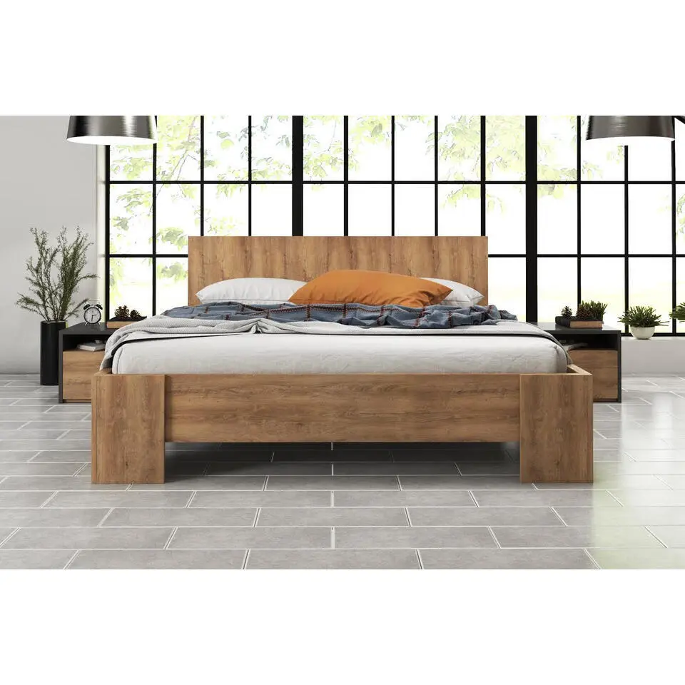 Meubella - Tweepersoonsbed Monaco - Eiken - 160x200 cm