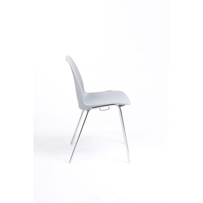 Chaise CHARLOTTE - pieds chromés avec accroches - gris clair
