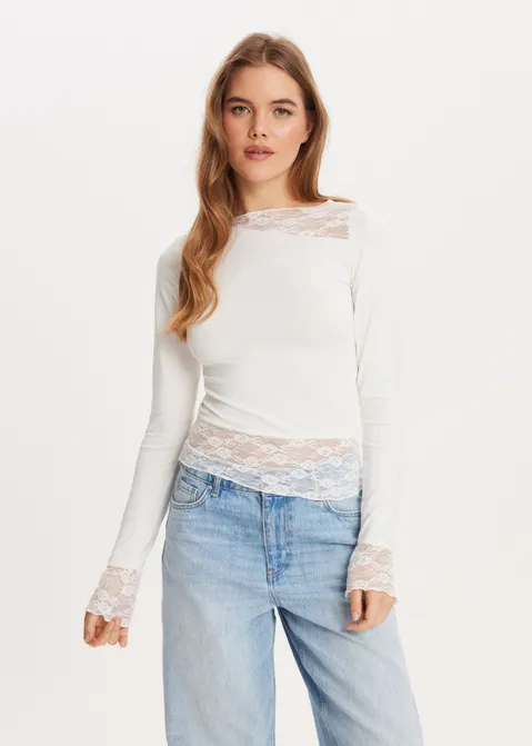 Kanten t-shirt off-white (WIT.O)