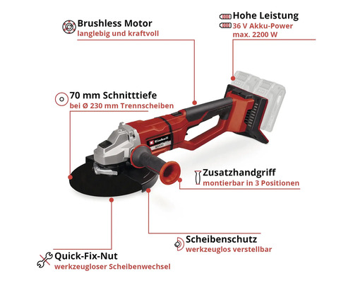 Einhell Power X-Change AXXIO 36/230 Q accu haakse slijper zonder accu en lader