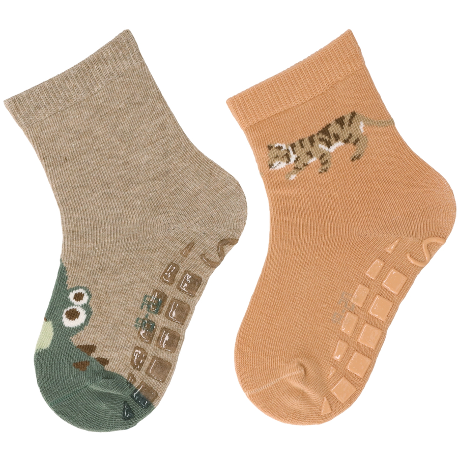 Sterntaler ABS-Socken DP KrokodilTiger braun mel.