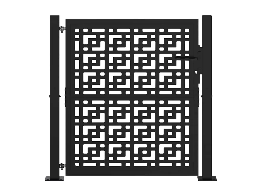 Portail de jardin noir 105x106 cm acier conception croisée