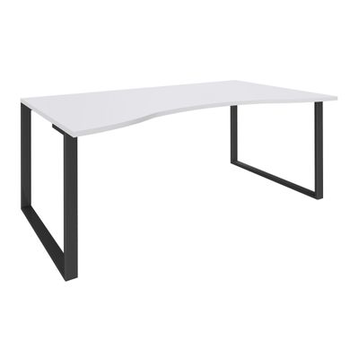 Bureau vague symétrique LOFTER - L180 cm - Plateau Blanc - pied Carbone