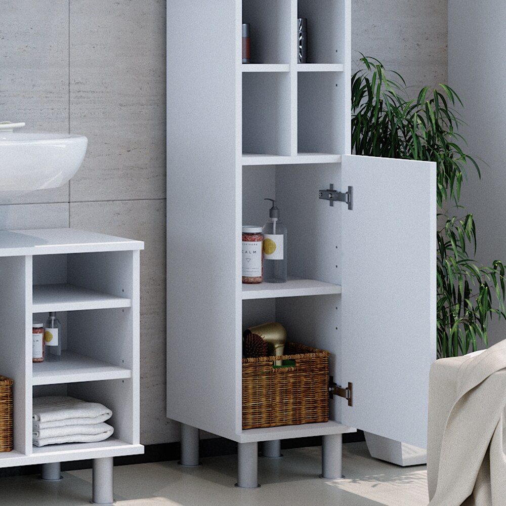 Vicco Badschrank Fynn Midischrank 8 Fächer Hochschrank Badezimmerschrank Bad