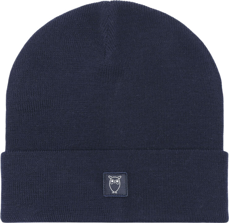 Knowledge Cotton Apparel Double layer fine merino wool beanie - RWS Blå
