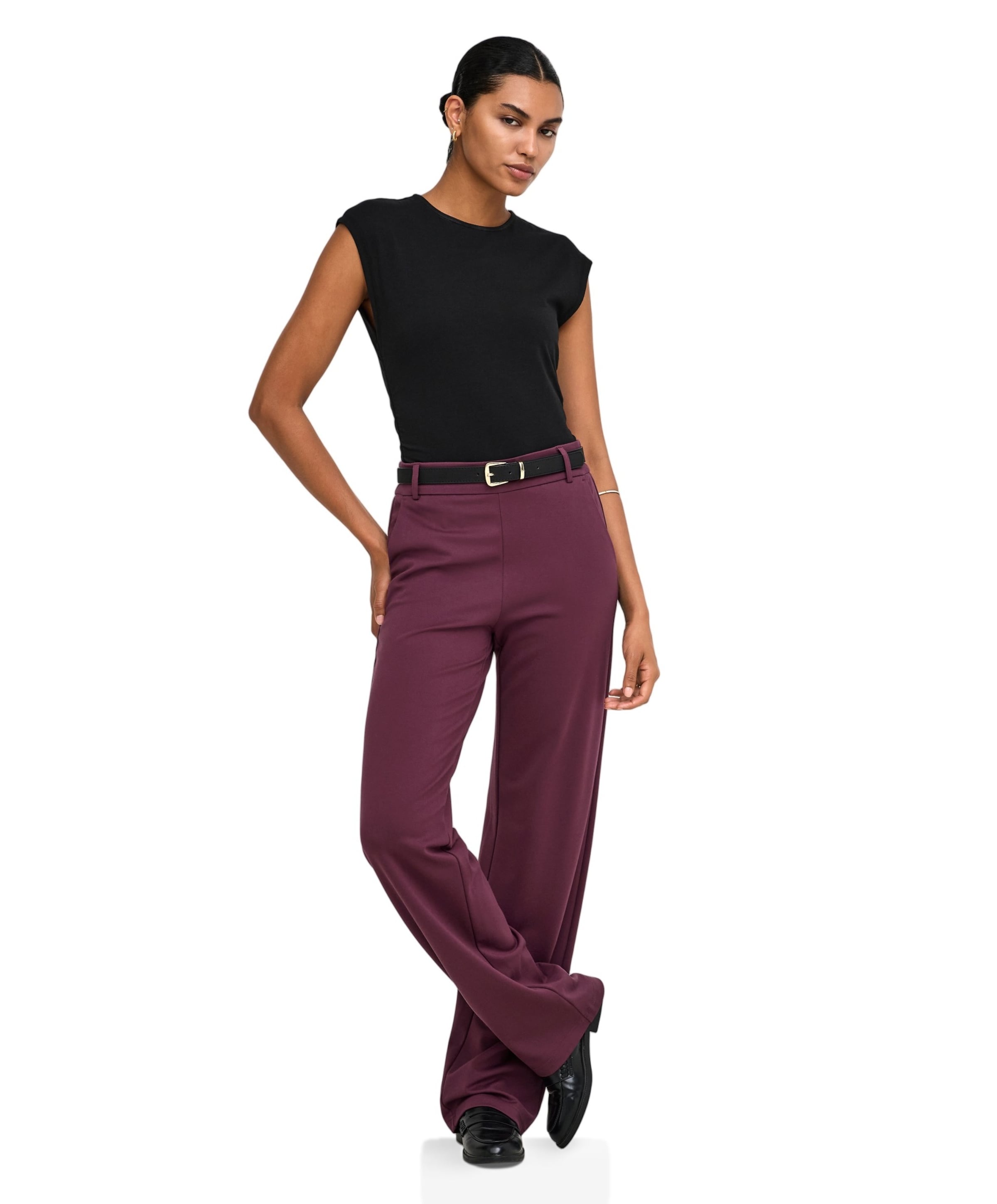 Only ONLPOPTRASH LIFE MW STRAIGHT dames broek bordeaux