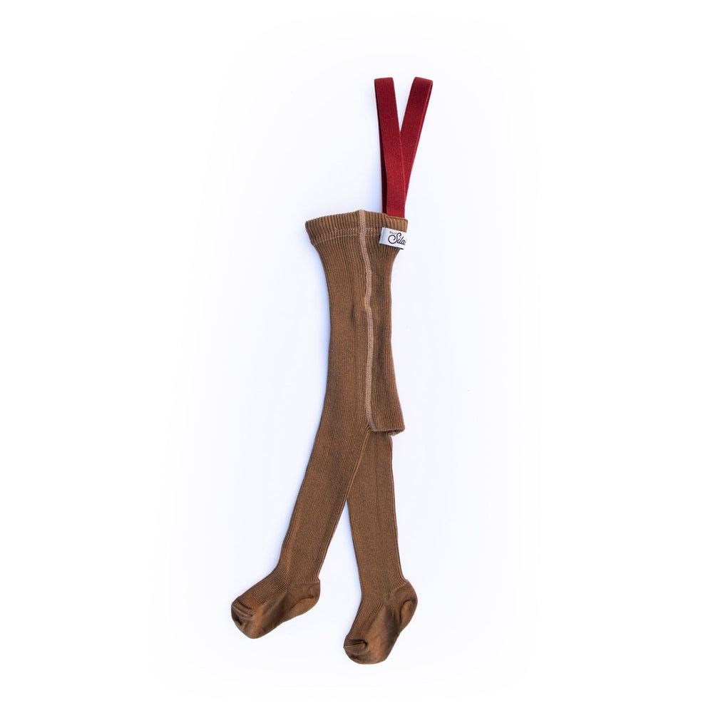 Køb Silly Silas Acorn Brown With Maple Leaf Footed Strømpebukser Christmas Edition