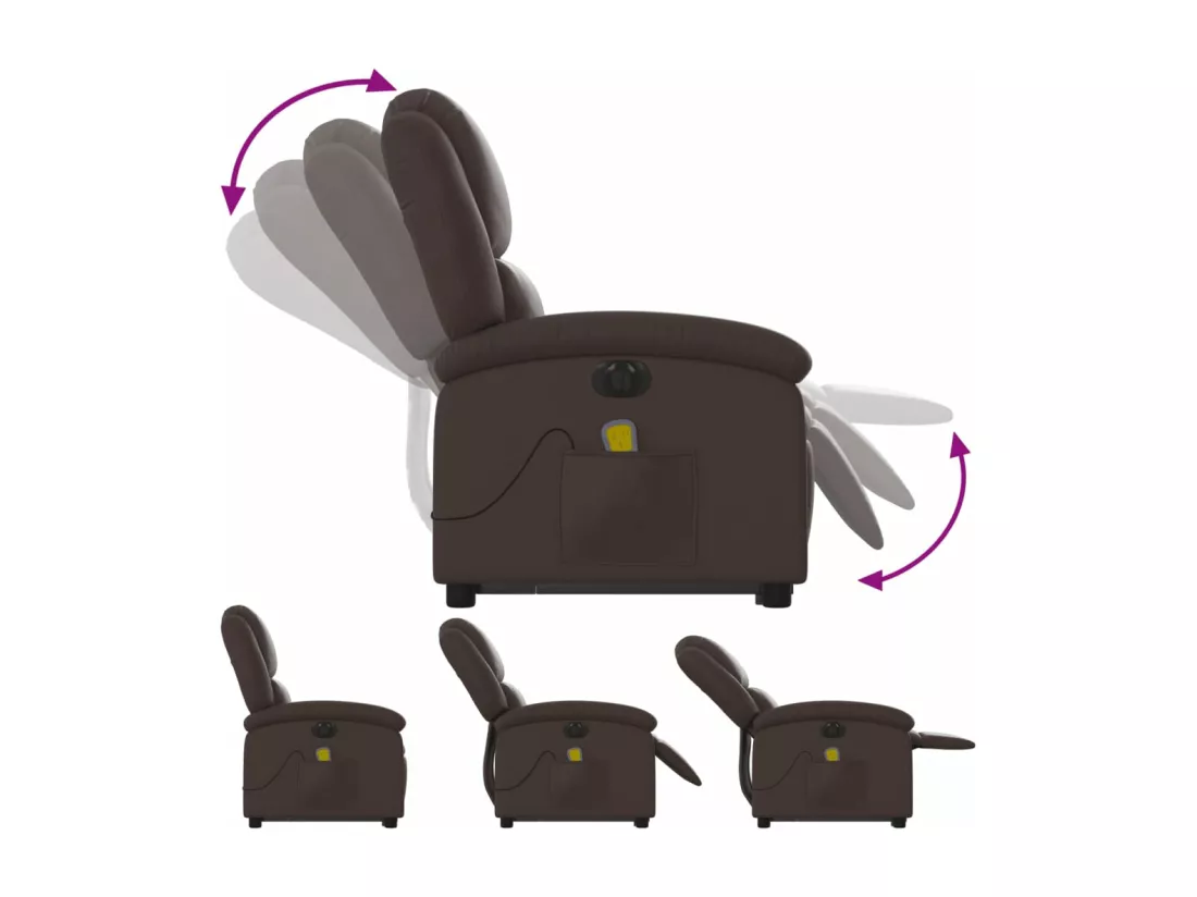 Fauteuil inclinable massant électrique marron similicuir