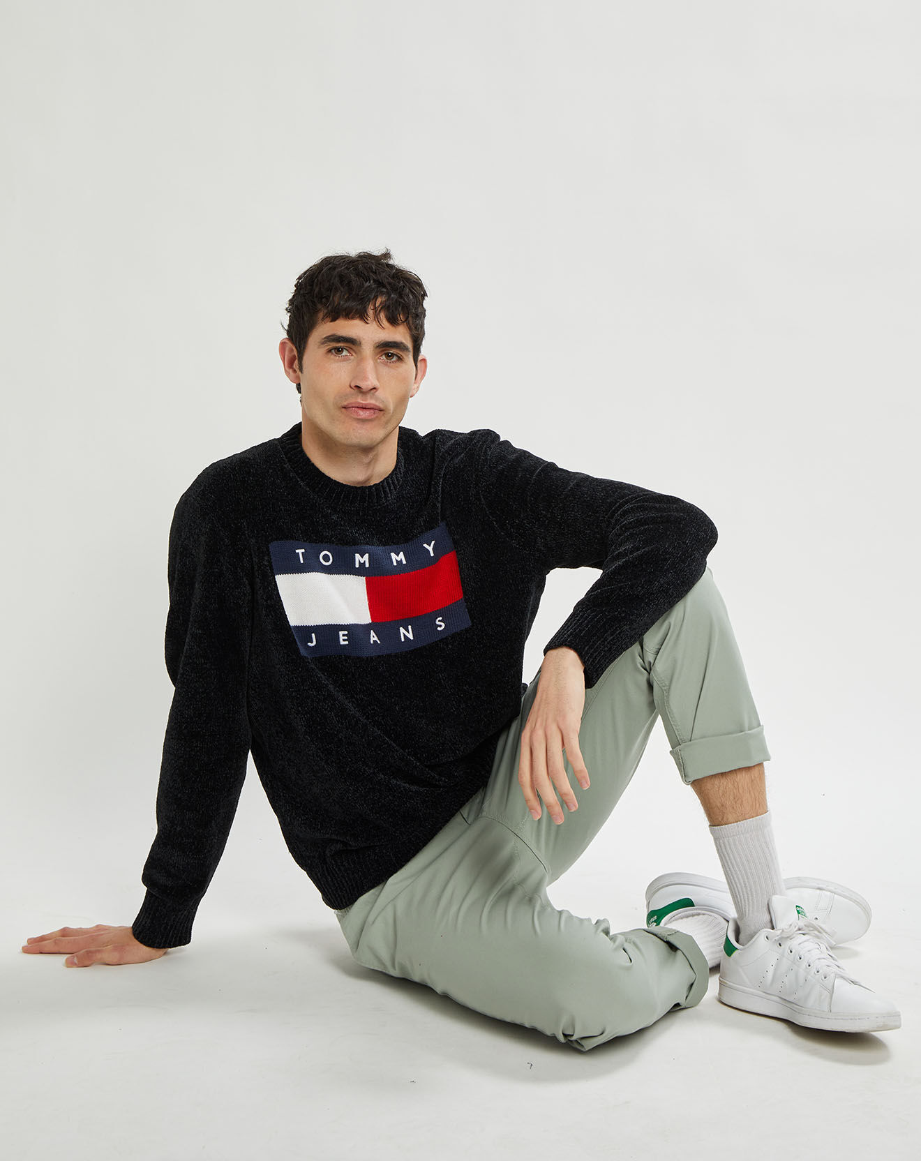 Tommy Jeans Pull Tommy Flag Chenille noir