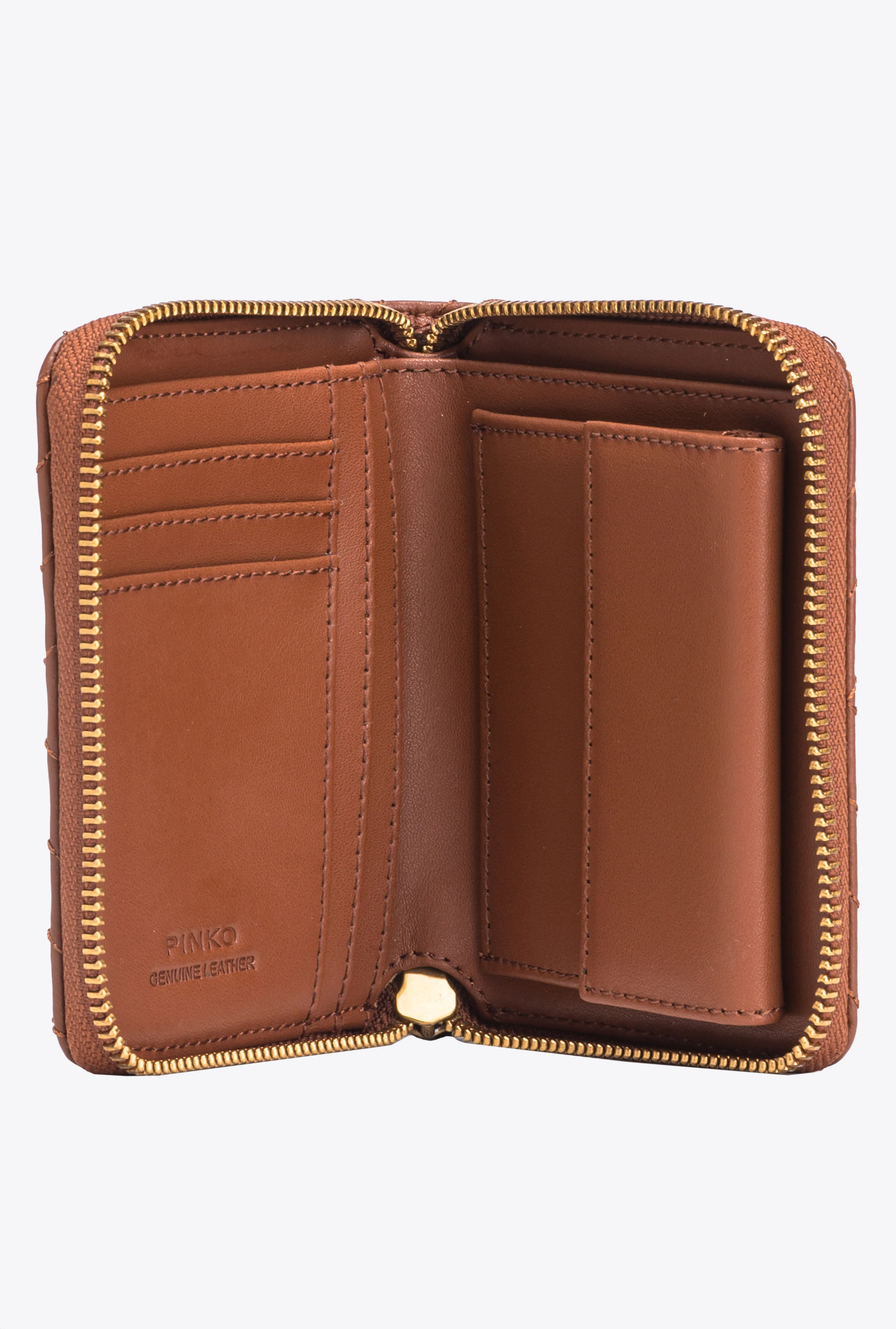 CARRÉ - Portefeuille carré à contour zippé | Marron