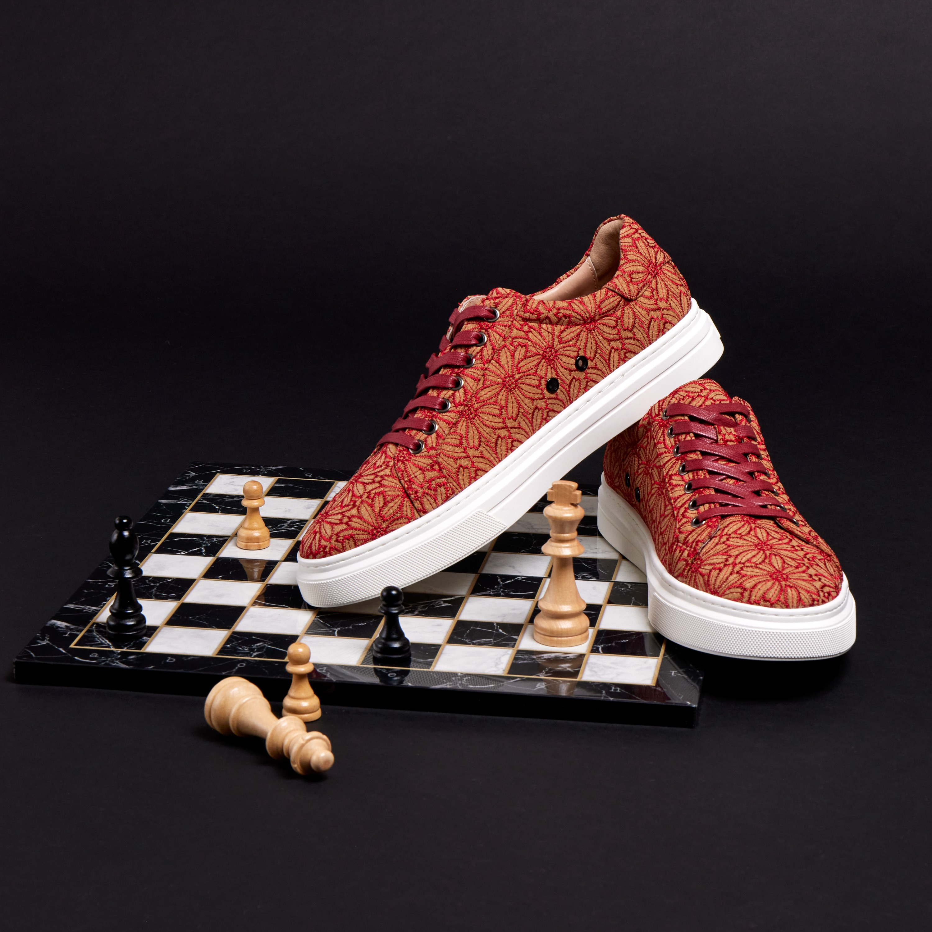 Red Cork Flower Sneakers
