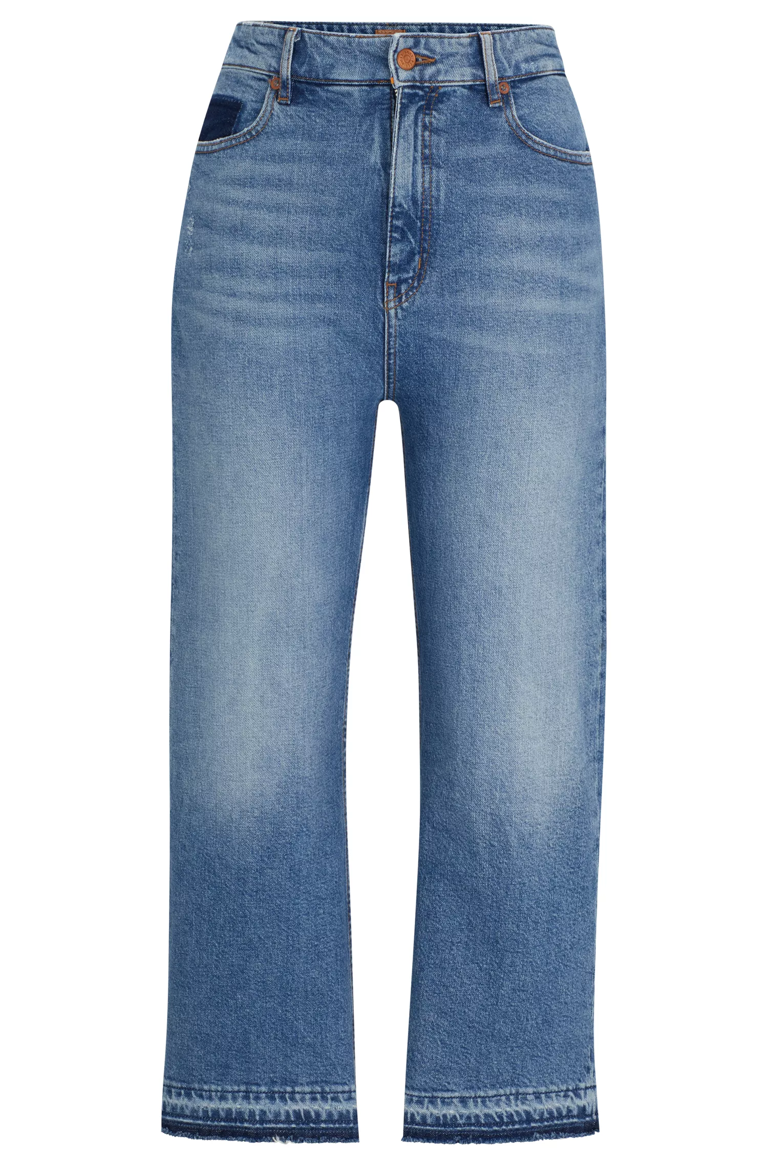 Calça jeans BOSS preta de cintura alta em denim azul com elasticidade confortável