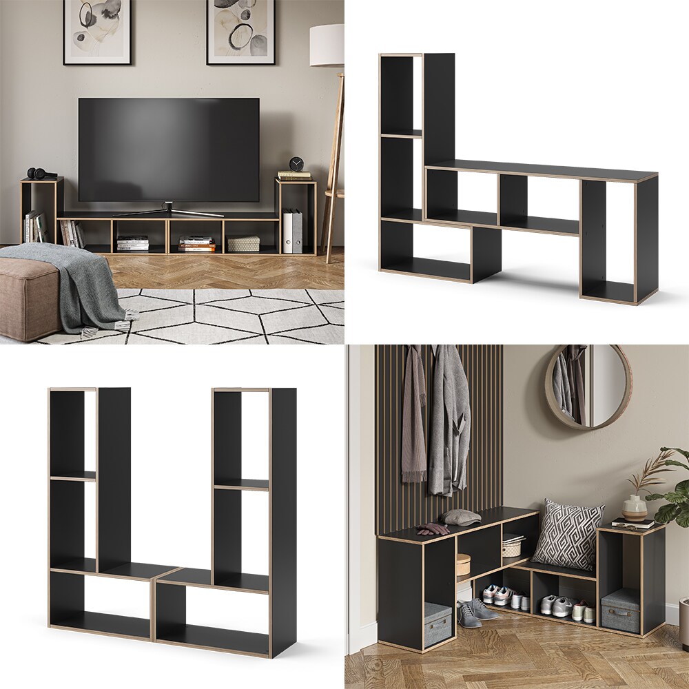 Vicco Regal Tetris 112,8 x 56,4 cm Anthrazit Nordik 2er-Set Standregal modern