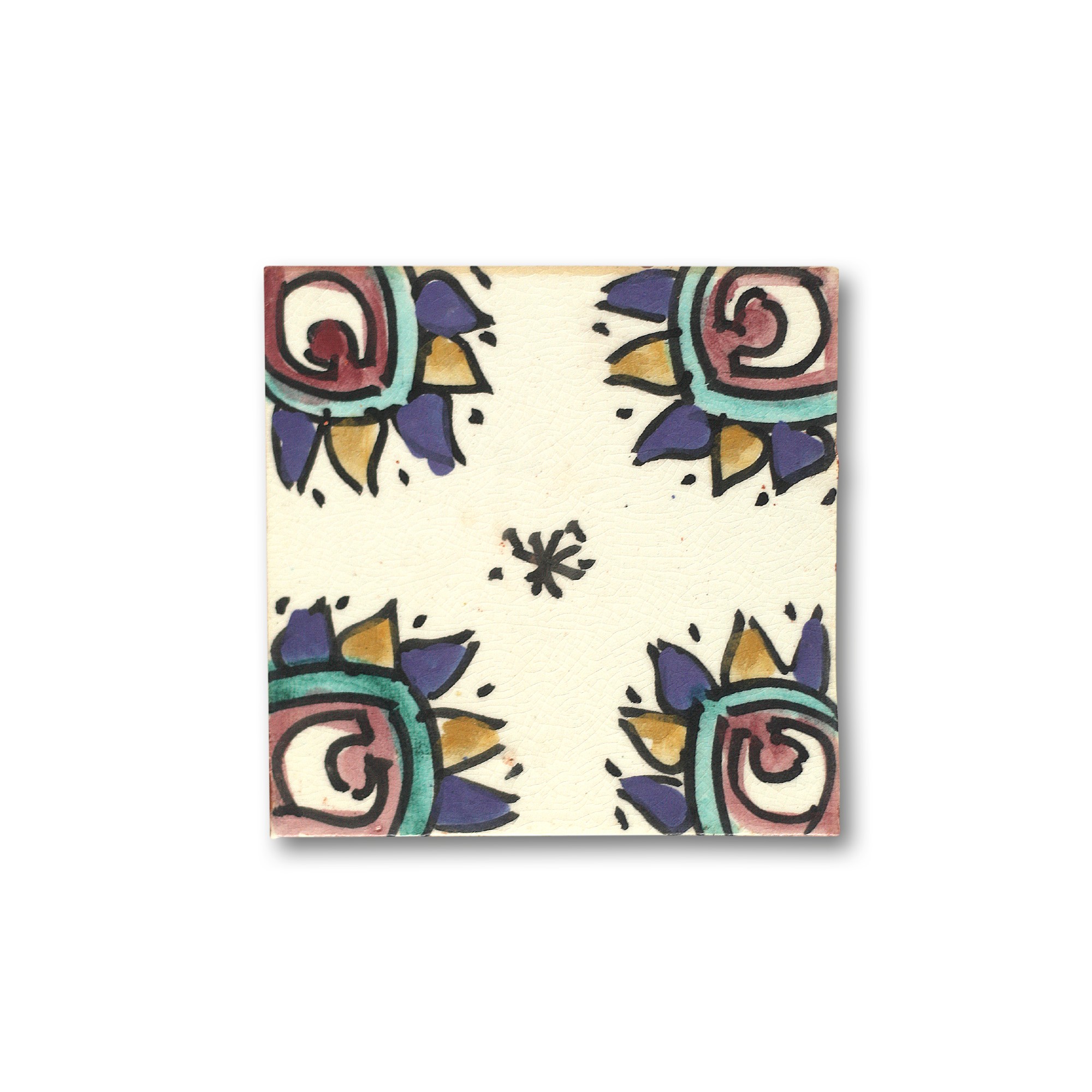 Kachel 'Soussia', weiß, multicolor, T 10 cm, B 10 cm, H 1 cm von fischer's lagerhaus