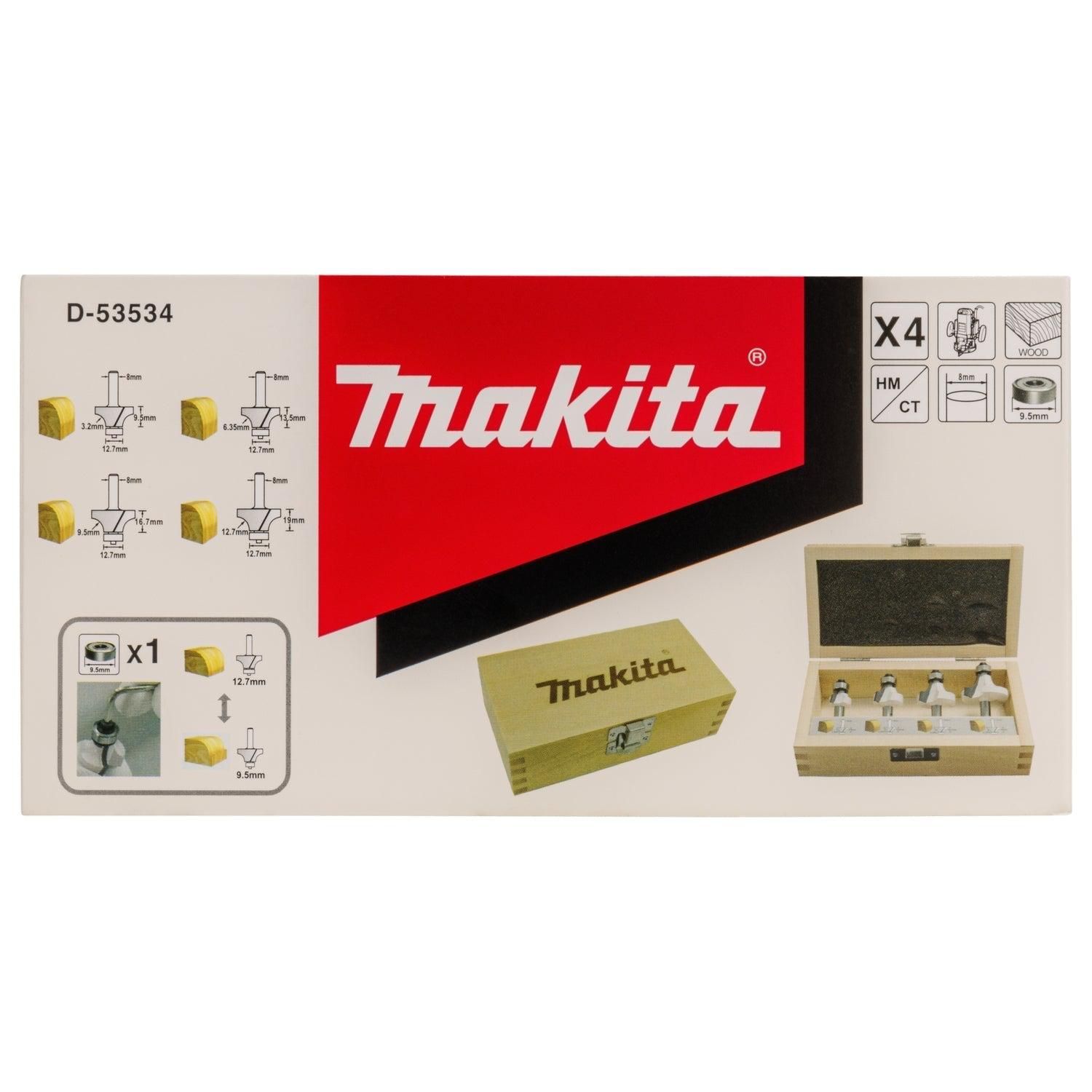 Makita D-53534 Frezenset afrondfrees 8mm 4-delig