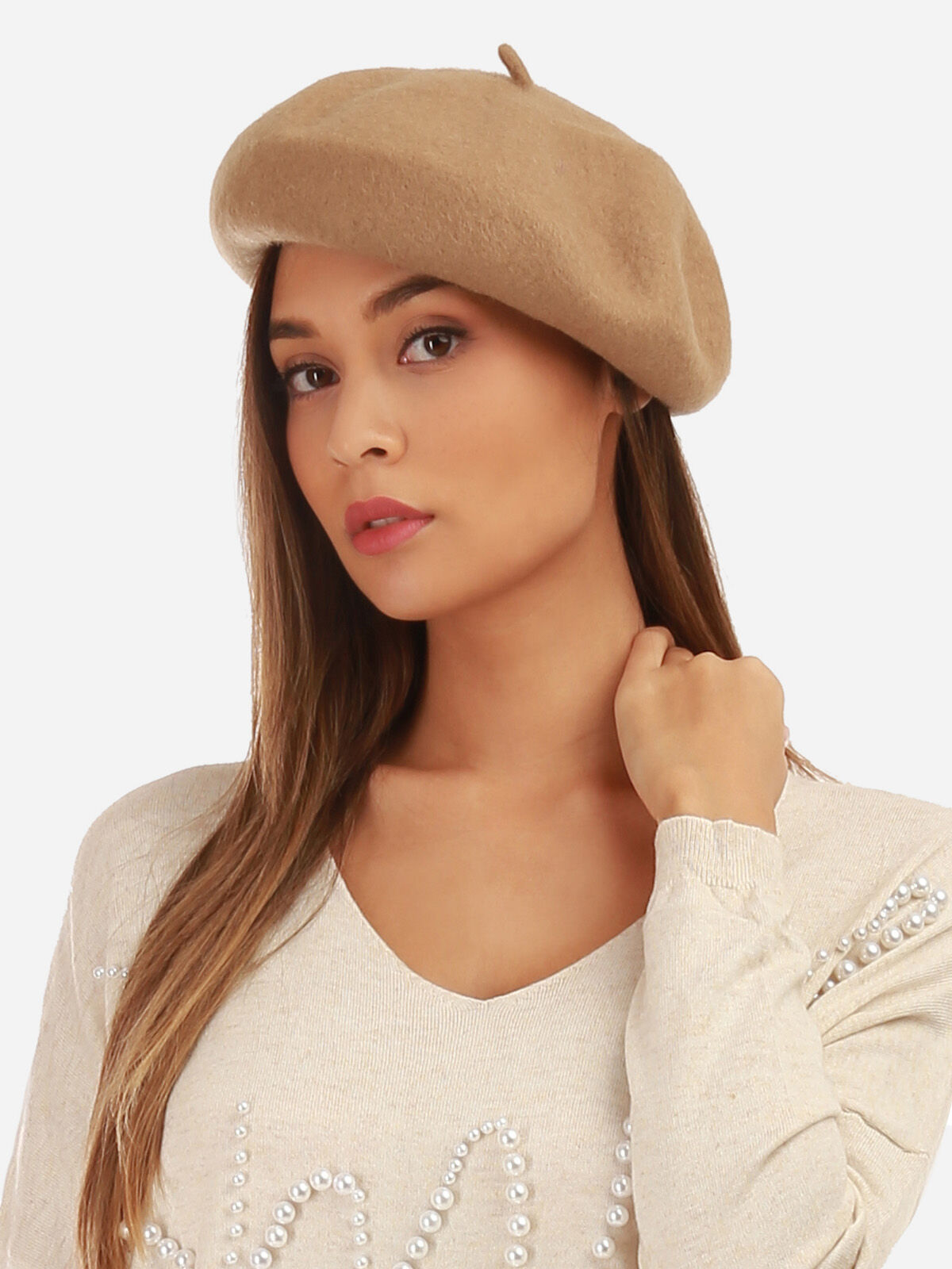 Béret en laine- Camel