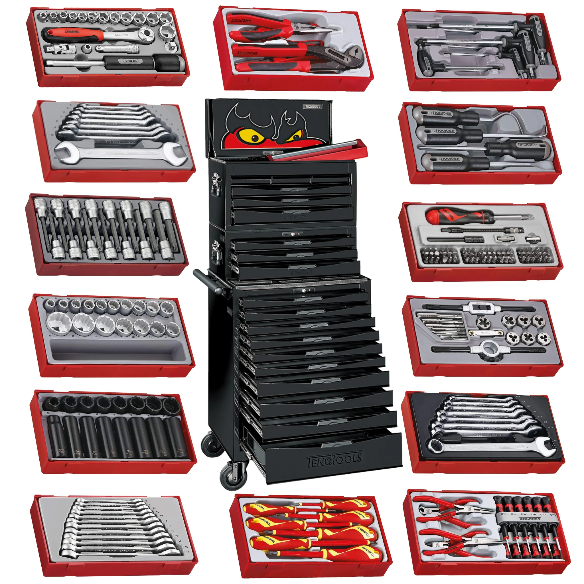 Conjunto de ferramentas manuais híbridas Teng Tools Mega Master de 1001 peças, preto - TCMM1001BK