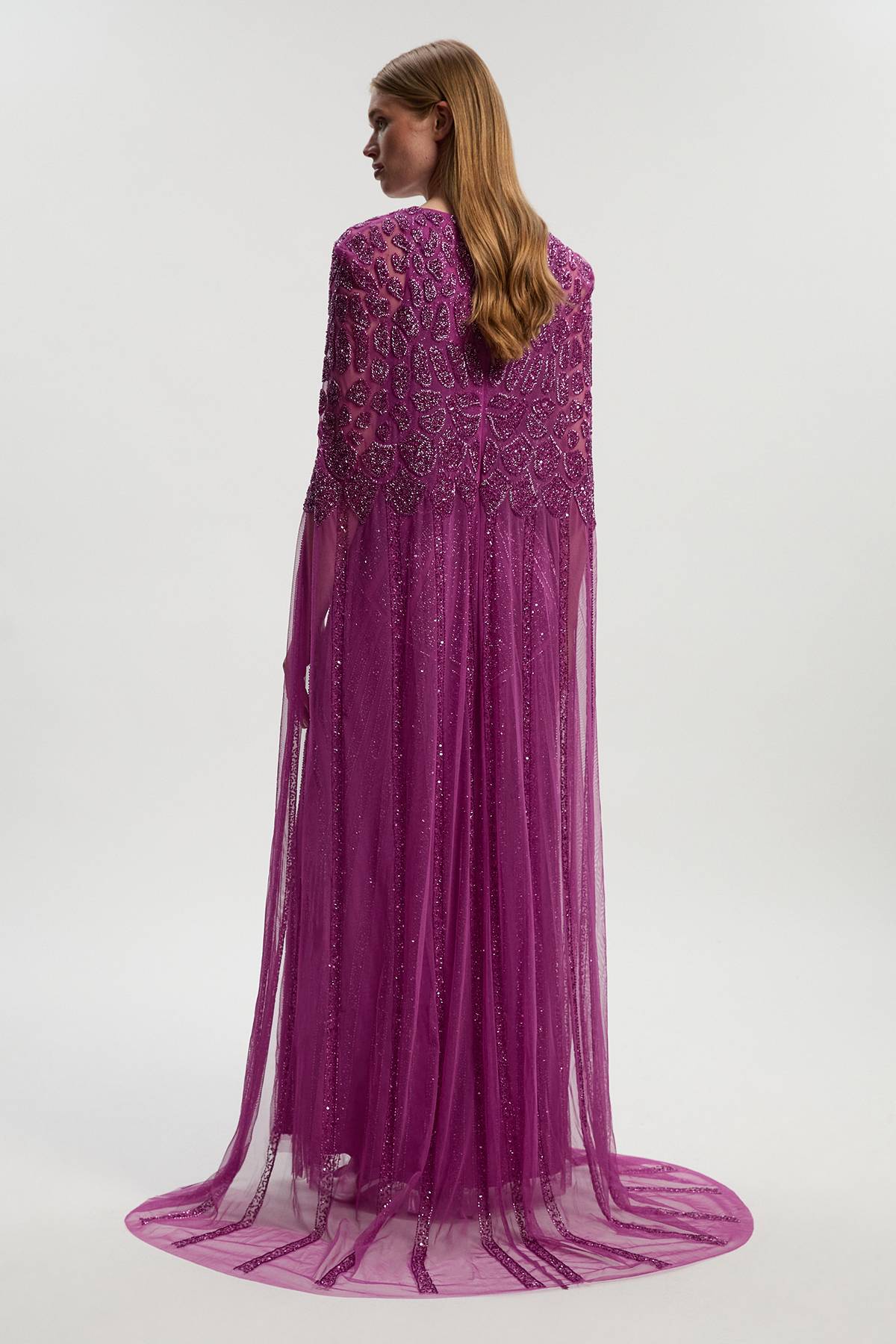 KarenMillen Robe Maxi Premium à cape embellie