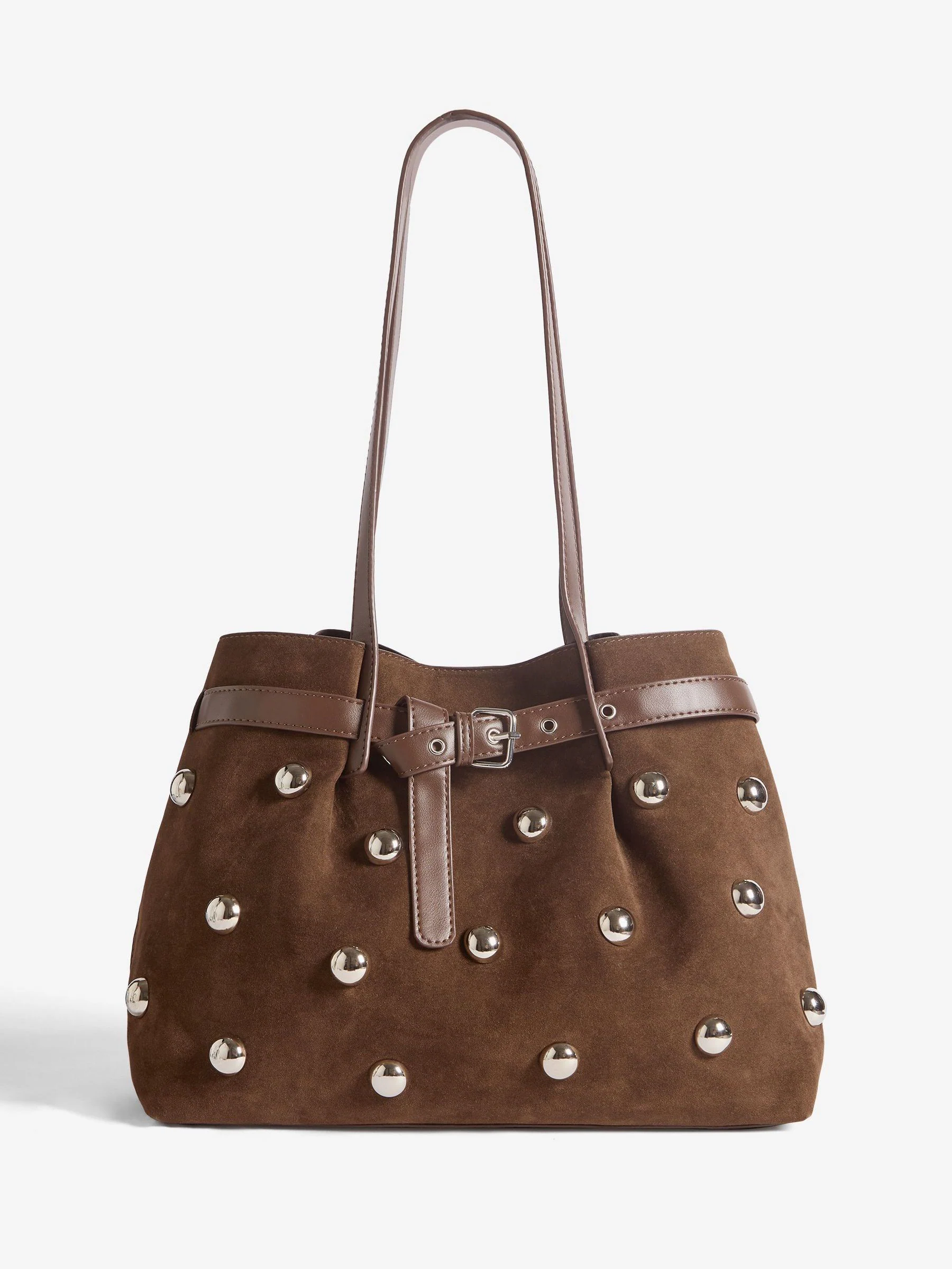 Friends Like These Faux Suede Studded Tote Bag