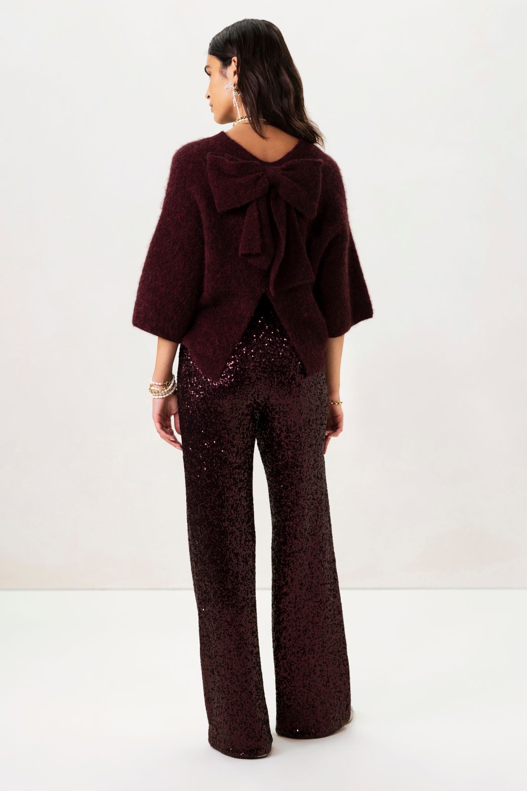 Bordeaux rode broek met pailletten